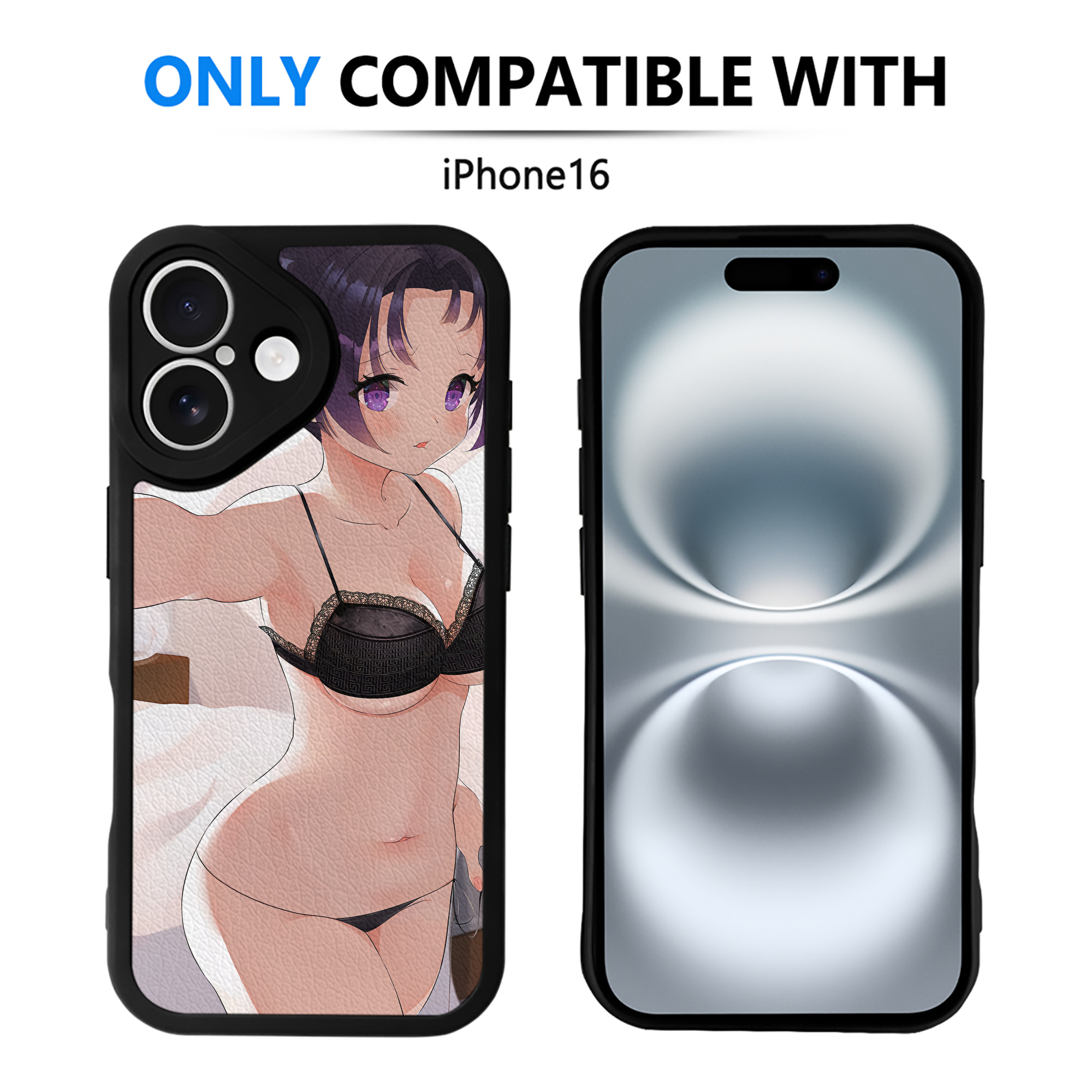 （画像用） 鬼滅の刃（きめつのやいば）蟲柱-胡蝶 しのぶ／こちょう しのぶ Kochou Shinobu 【iPhone 16シリーズ対応】シリコンスマホケース（レザー調） 材質：シリコン